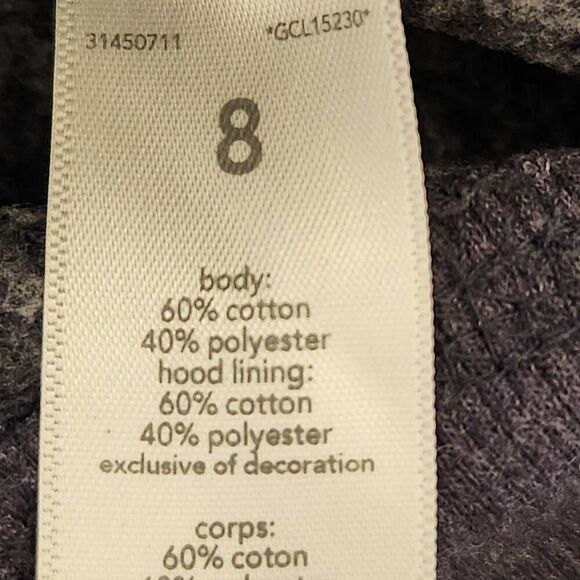 OshKosh girls size 8 navy blue pink textured hoodie zip up sweater - Picture 5 of 6